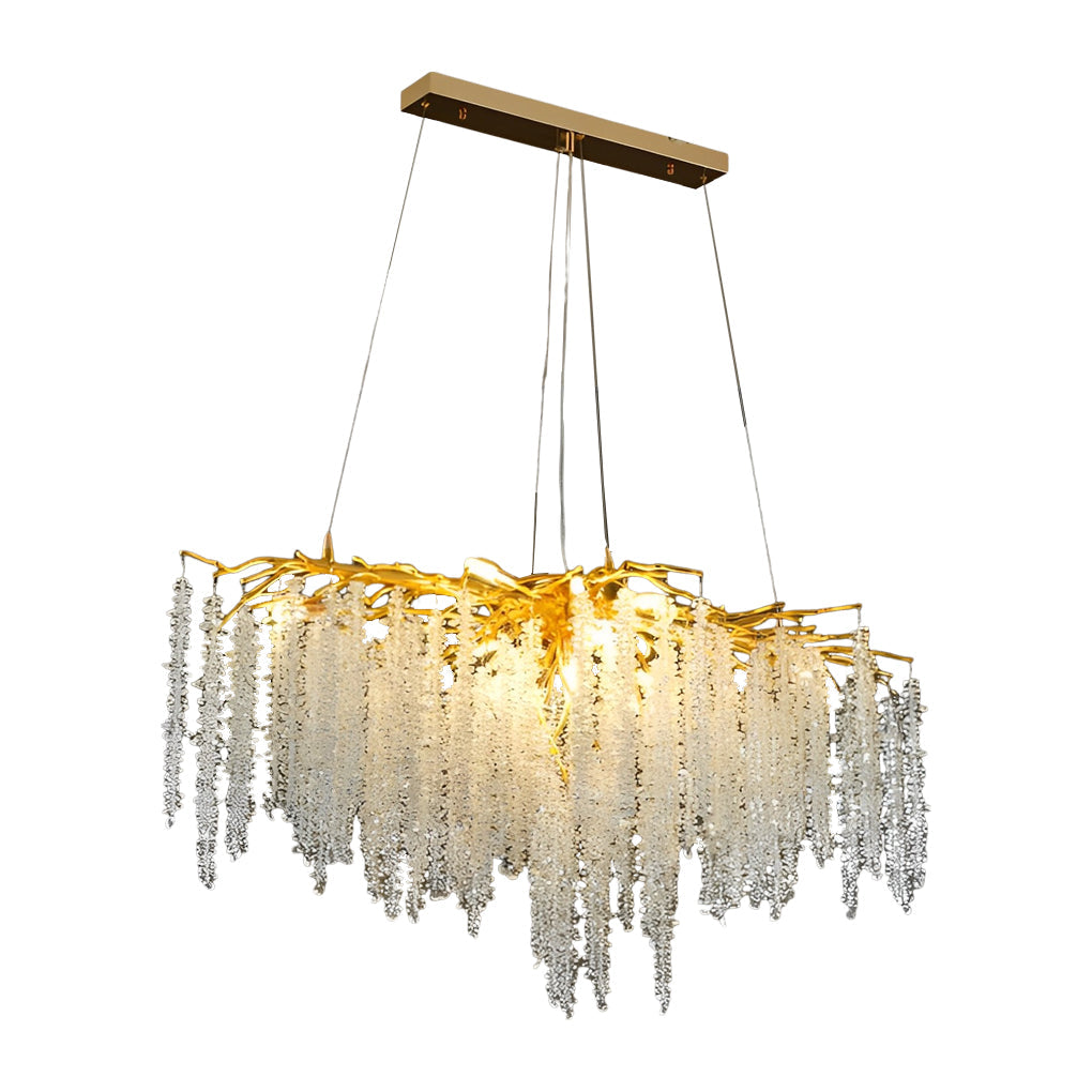 Crystal Branch Chandelier Modern 3-Step Dimming Aluminum Pendant
