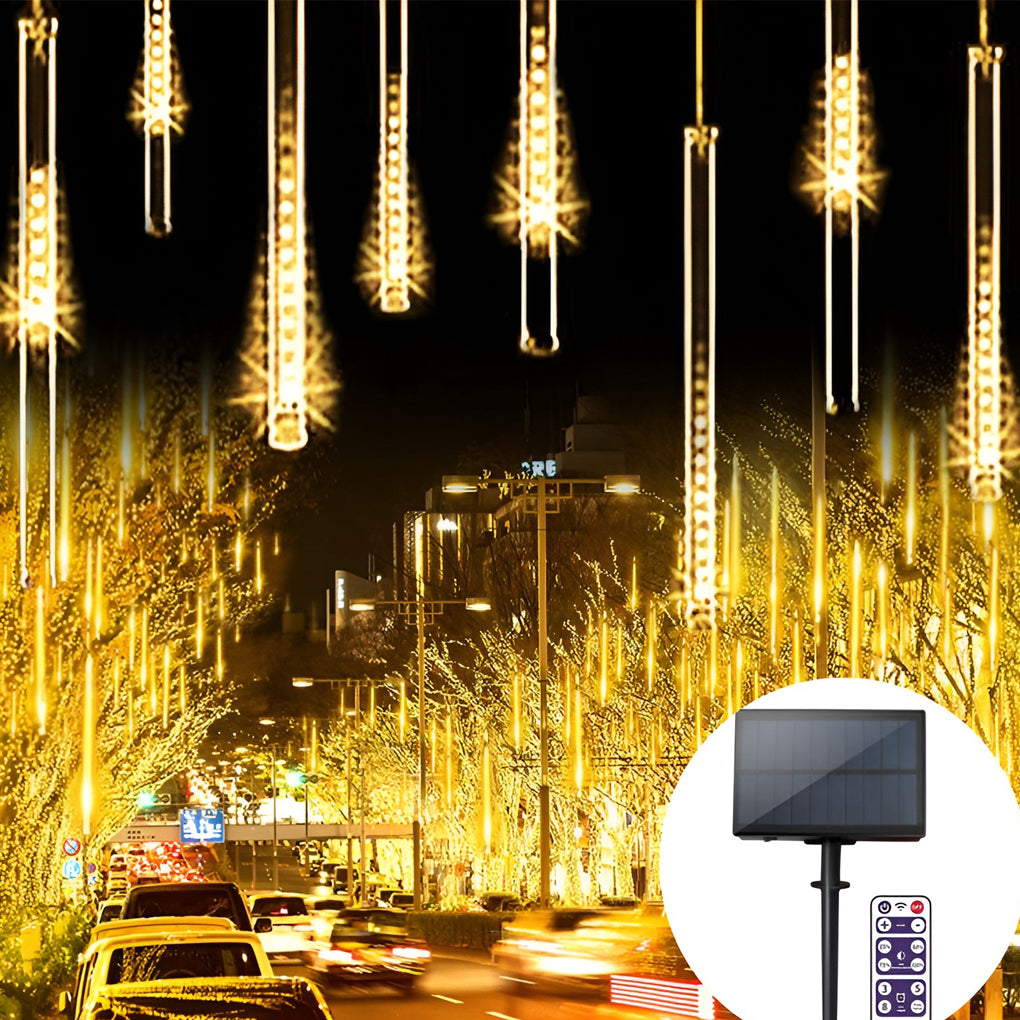 Solar LED Meteor Shower Rain Lights Waterproof Outdoor Tree Decor