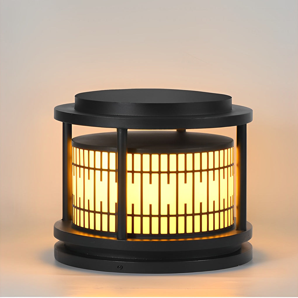 Modern Solar Fence Post Light with Retro Pattern - Waterproof LED