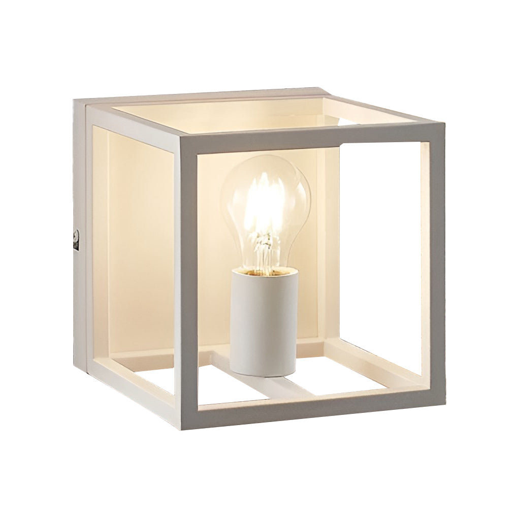 Modern Square Frame Industrial Wall Sconce | Iron Finish