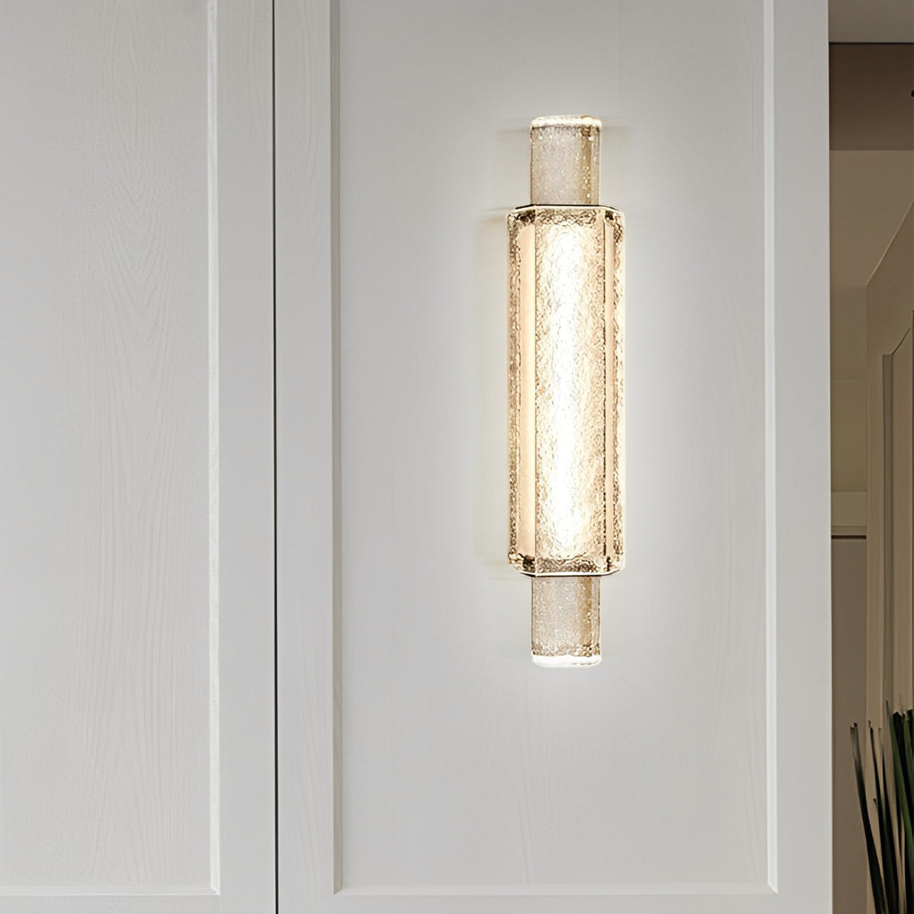 Modern Crystal Glass Wall Sconce with LED – Electroplated Gold Finish