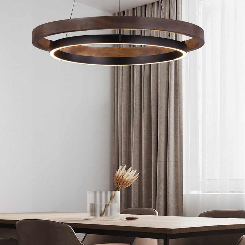 Modern Black LED Chandelier with 3-Step Dimming
