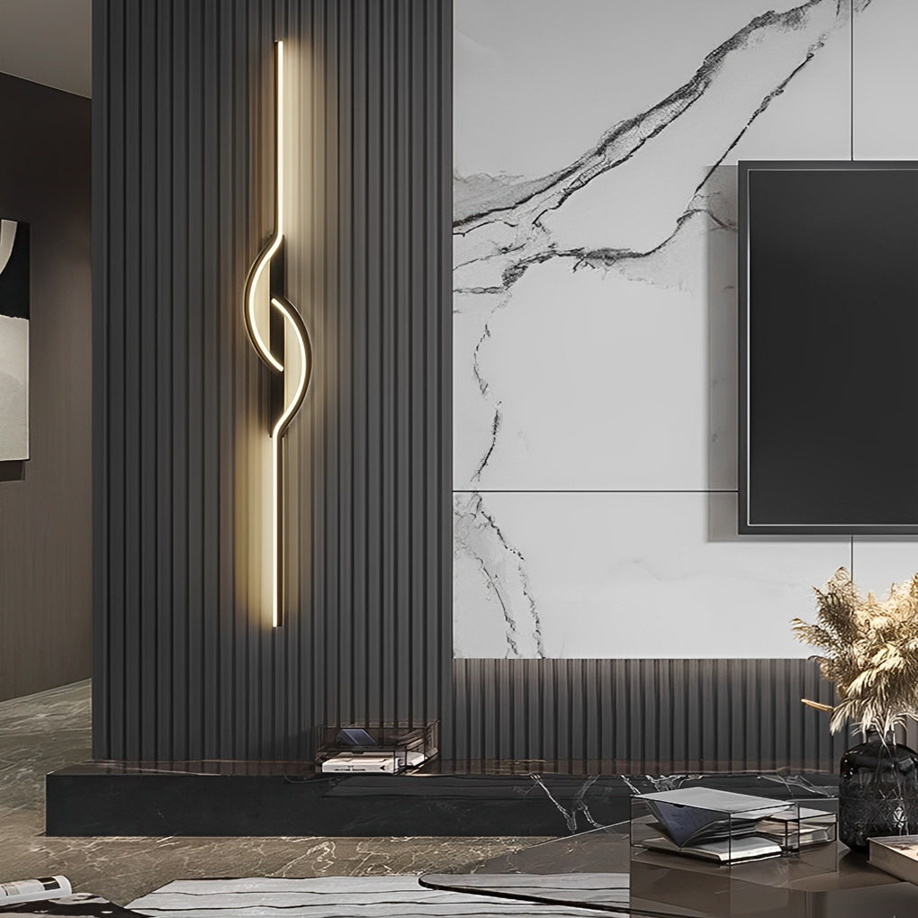 Modern Black LED Strip Wall Light with Stepless Dimming