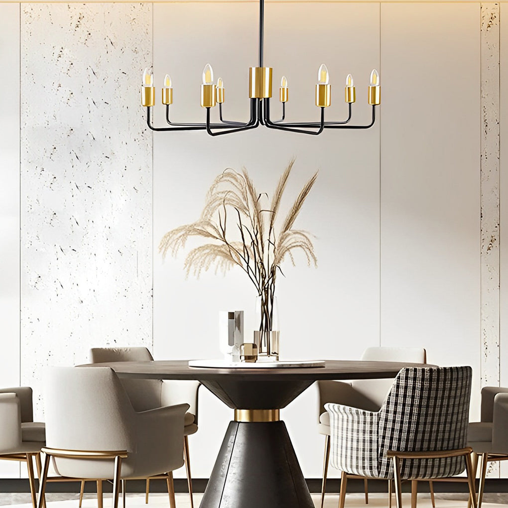 8-Light Farmhouse Iron Chandelier with Adjustable Height