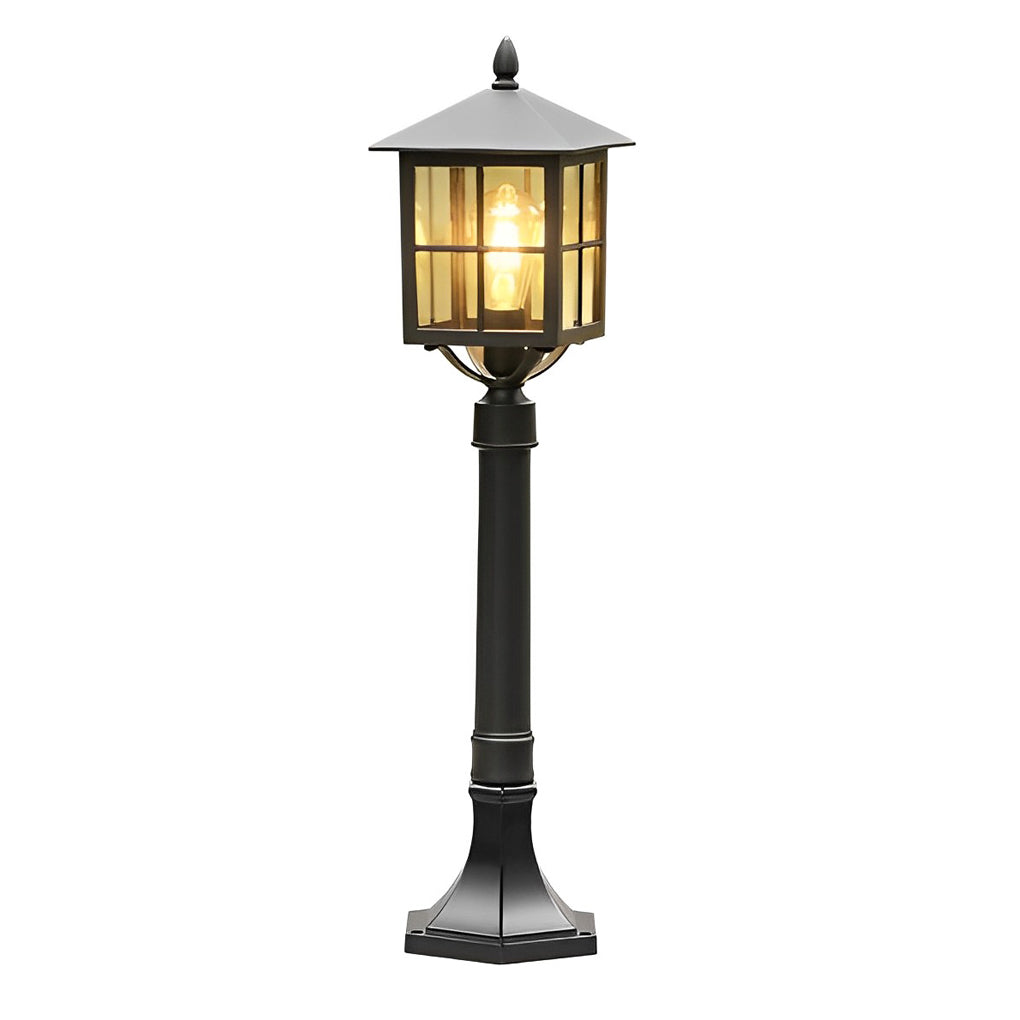 Retro Black Aluminum Solar & Hardwired Outdoor Lawn Lamp