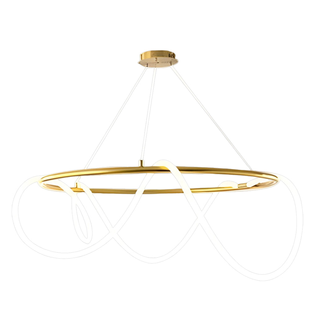 Modern LED Strip Chandelier - Gold Metal Adjustable Ceiling Light