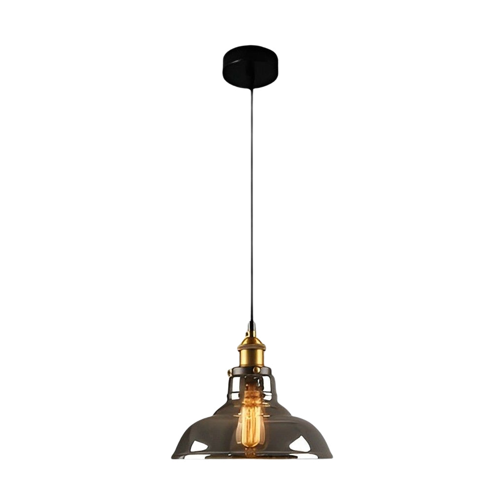 Smoke Gray Glass Industrial Pendant Light – Modern Minimalist