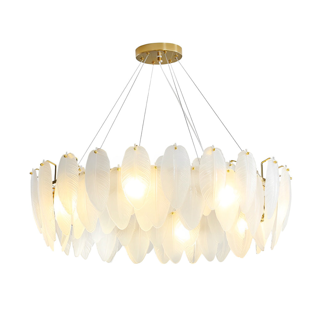 Glass Feather Post-Modern Chandelier with Three-Step Dimming