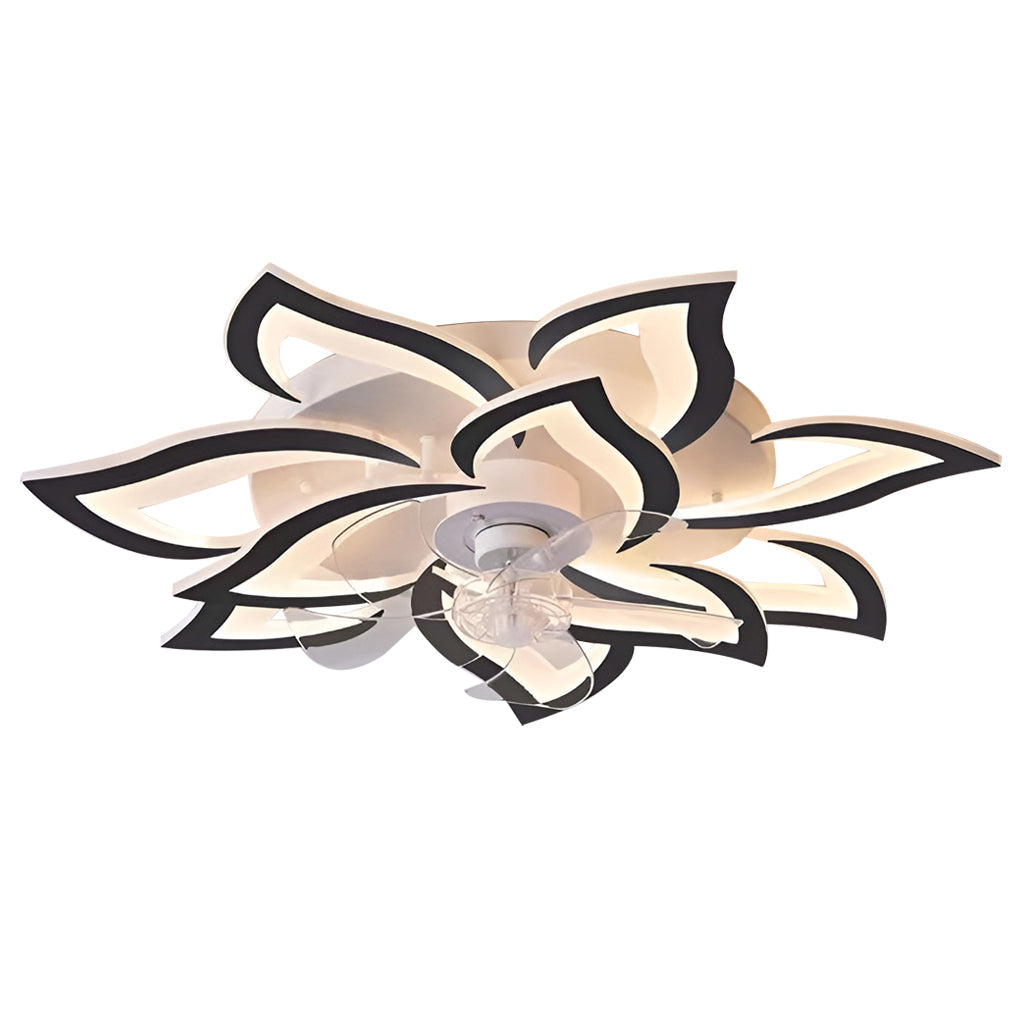 Modern Flower Ceiling Fan with LED Light & 3-Step Dimming