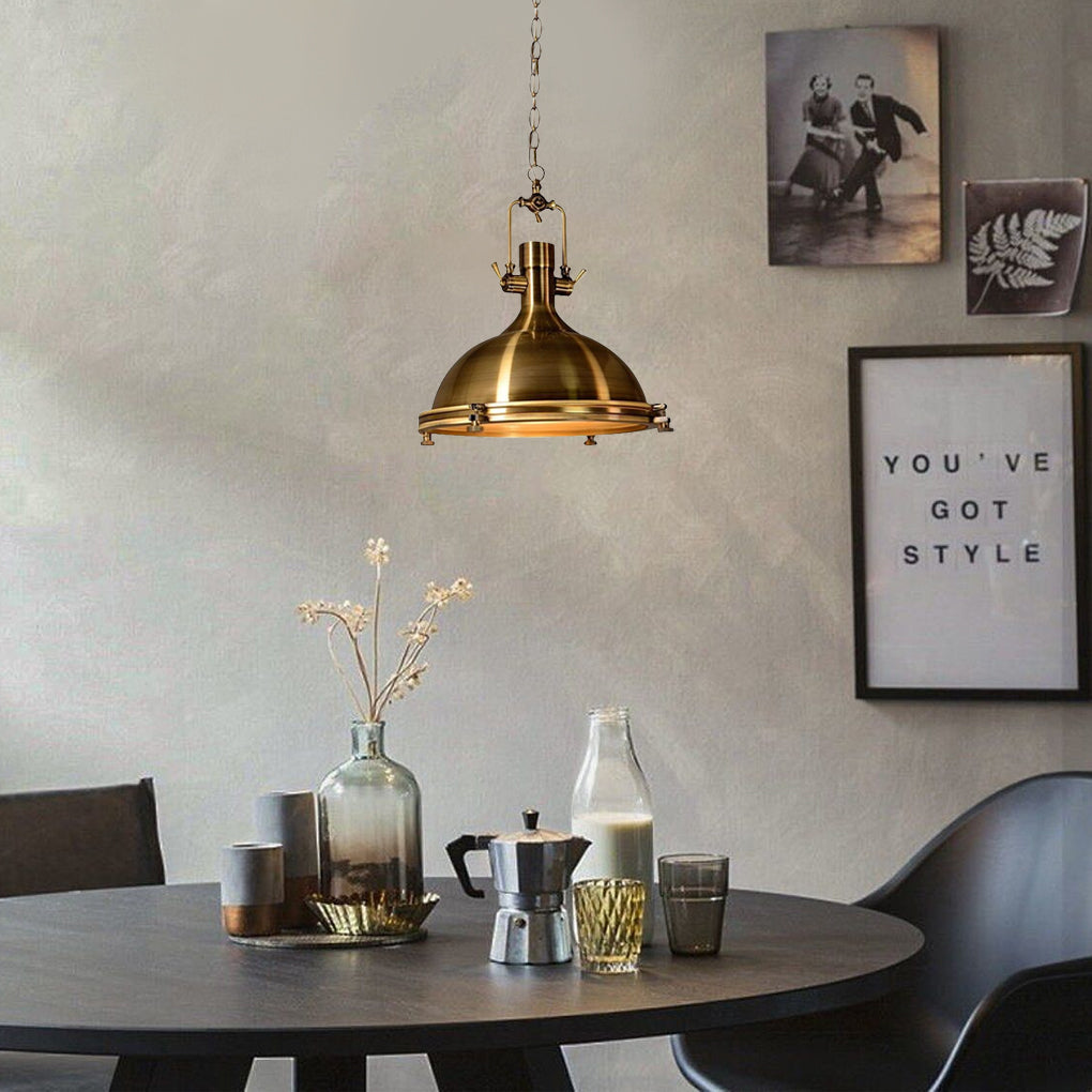 Industrial Lantern Metal Pendant Light with Adjustable Chain