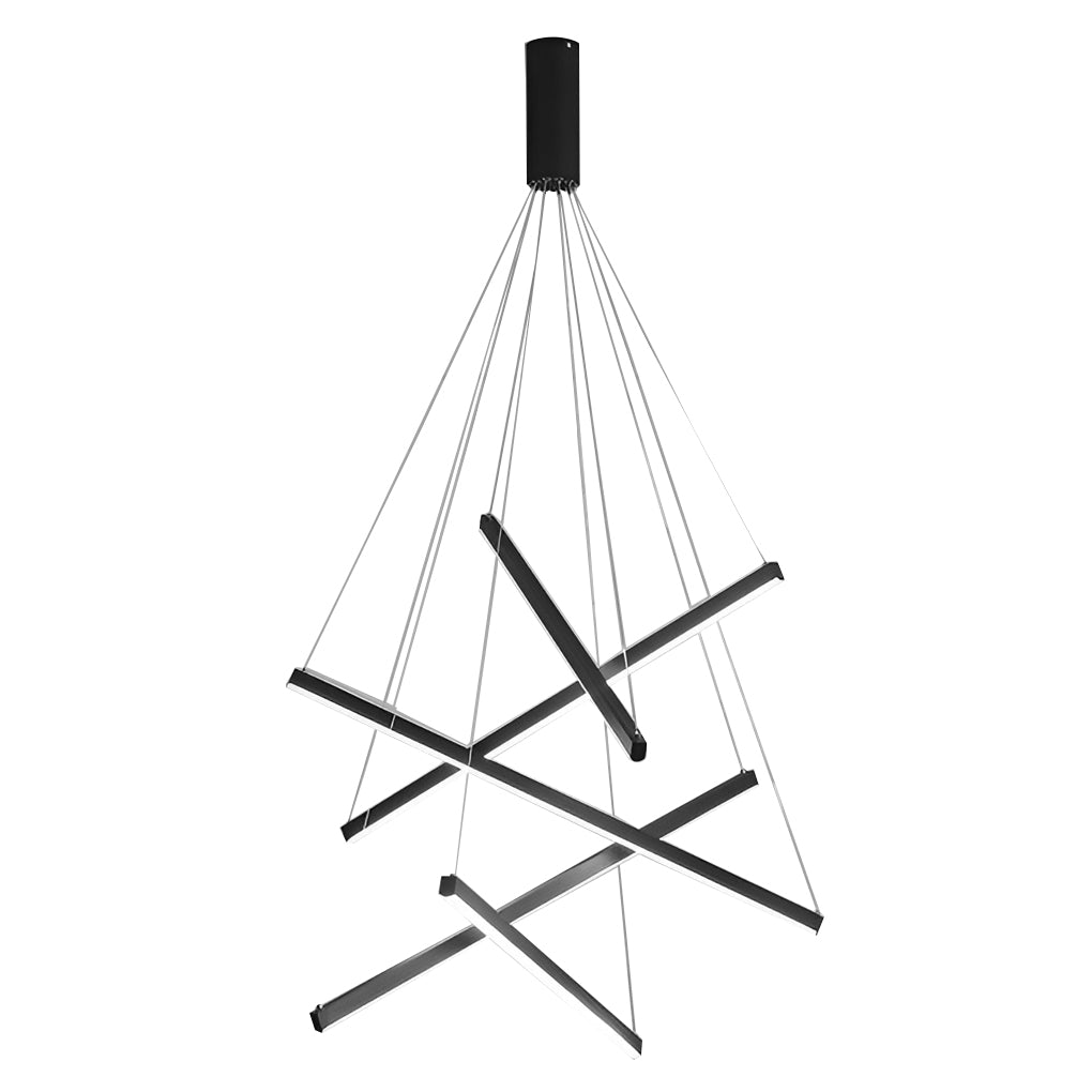 Modern Black Linear LED Chandelier with Stepless Dimming & Remote