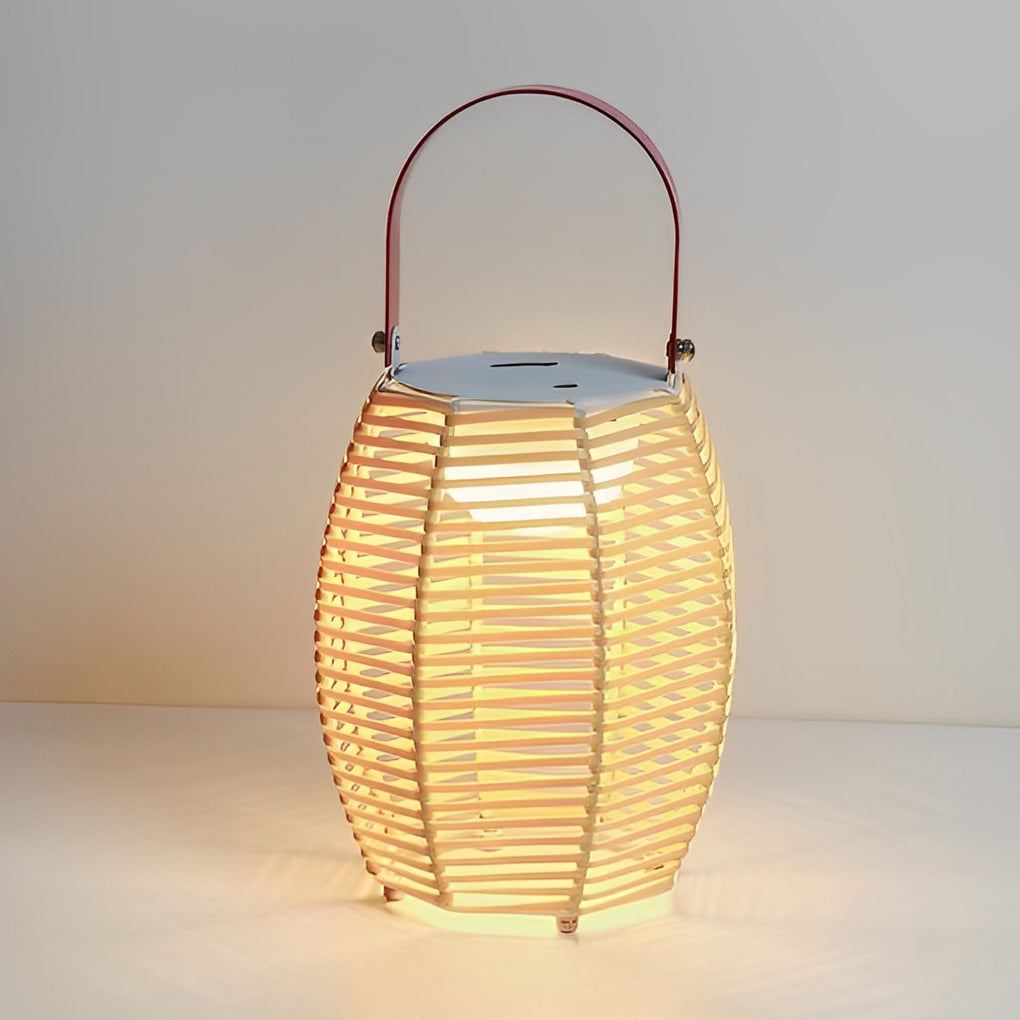 Portable Rattan Solar Lantern Waterproof LED Outdoor Floor Lamp