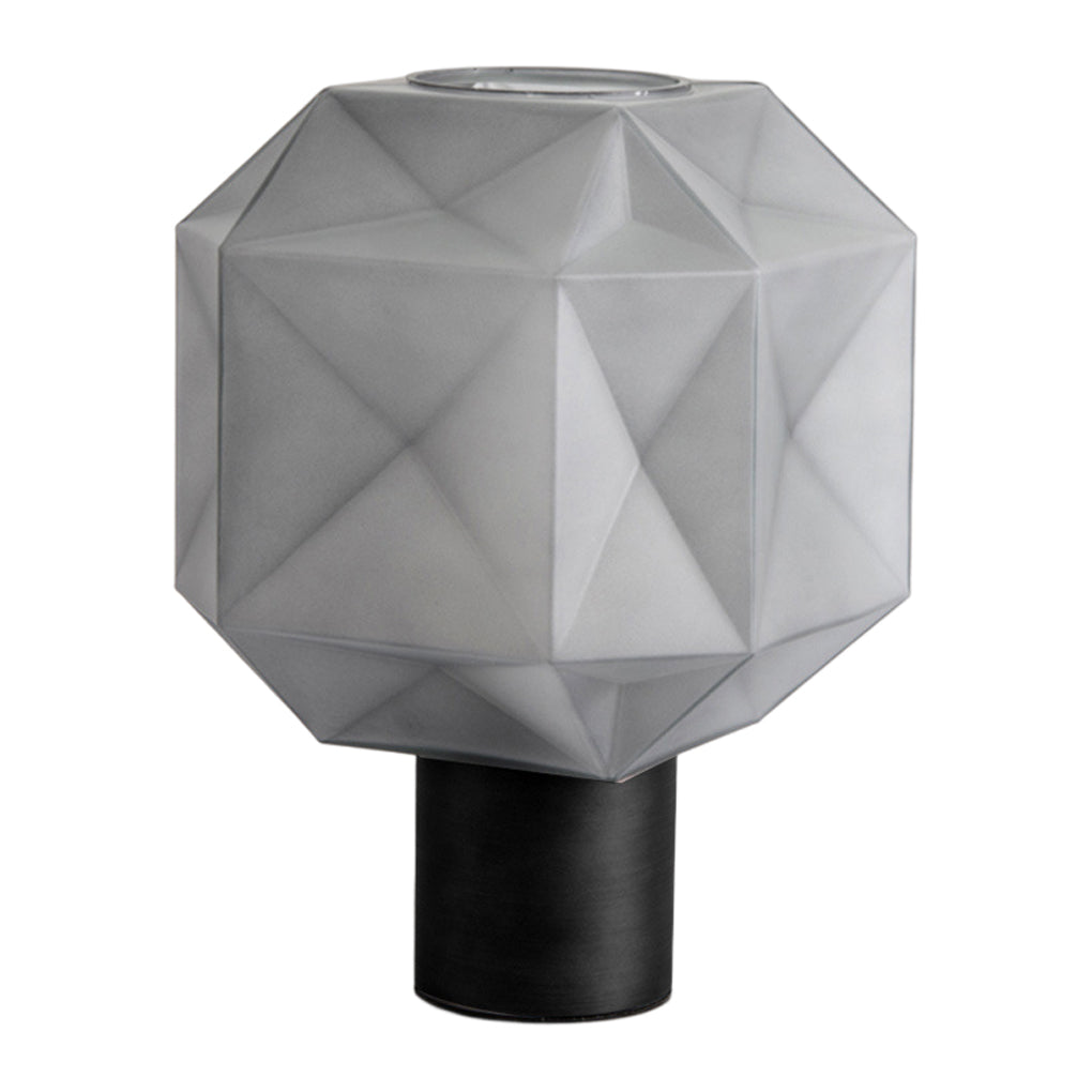 Modern Smoke Glass Orb Table Lamp with Cylinder Base