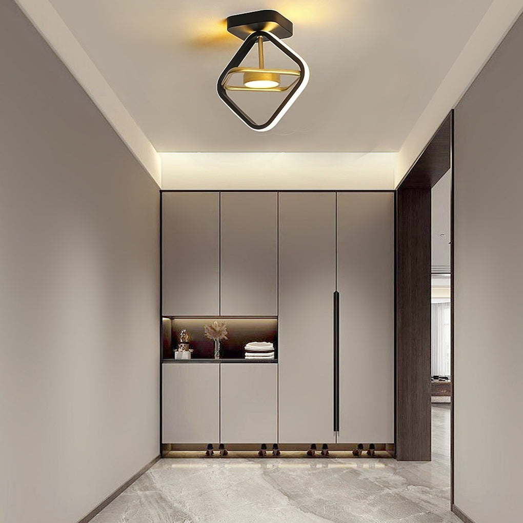 Modern Geometric LED Flush Mount Ceiling Light - Dimmable Entry