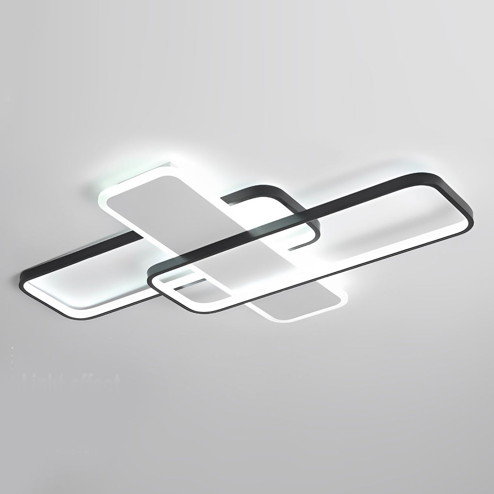 Modern Square Overlapping LED Ceiling Light with Stepless Dimming