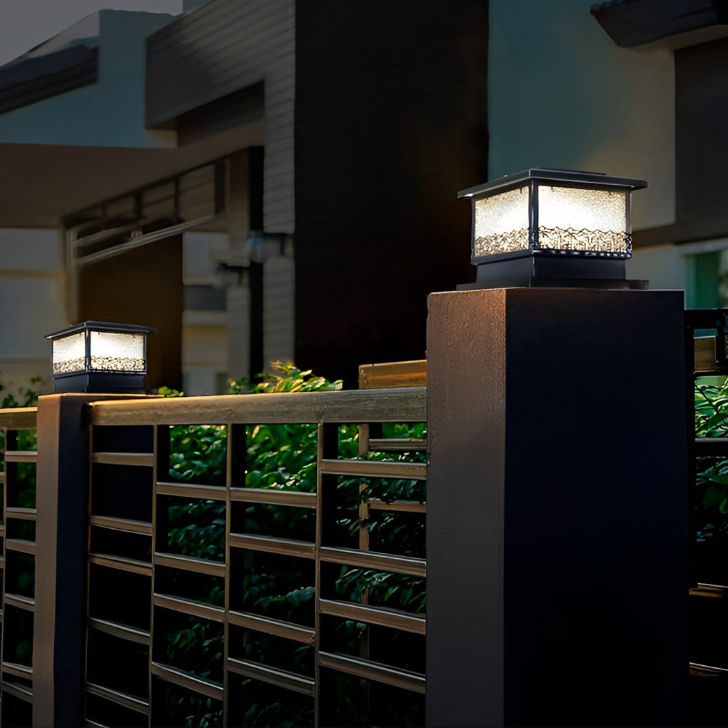Modern Solar LED Fence Post Light - Waterproof Metal Outdoor Lighting
