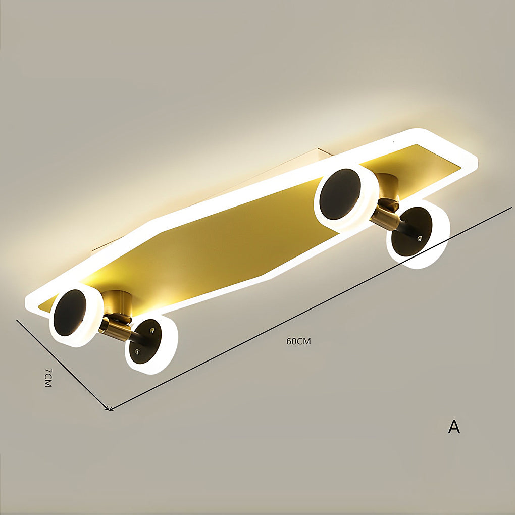 Skateboard-Shaped Dimmable LED Flush Mount Ceiling Light