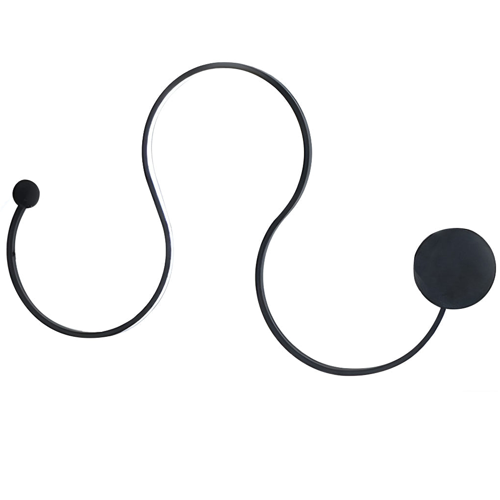 Curved Linear LED Wall Sconce - Modern Black Metal Wall Light