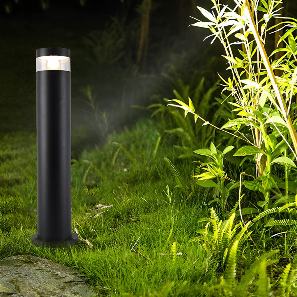 Modern Black Aluminum Outdoor Pathway Bollard Light - Waterproof LED
