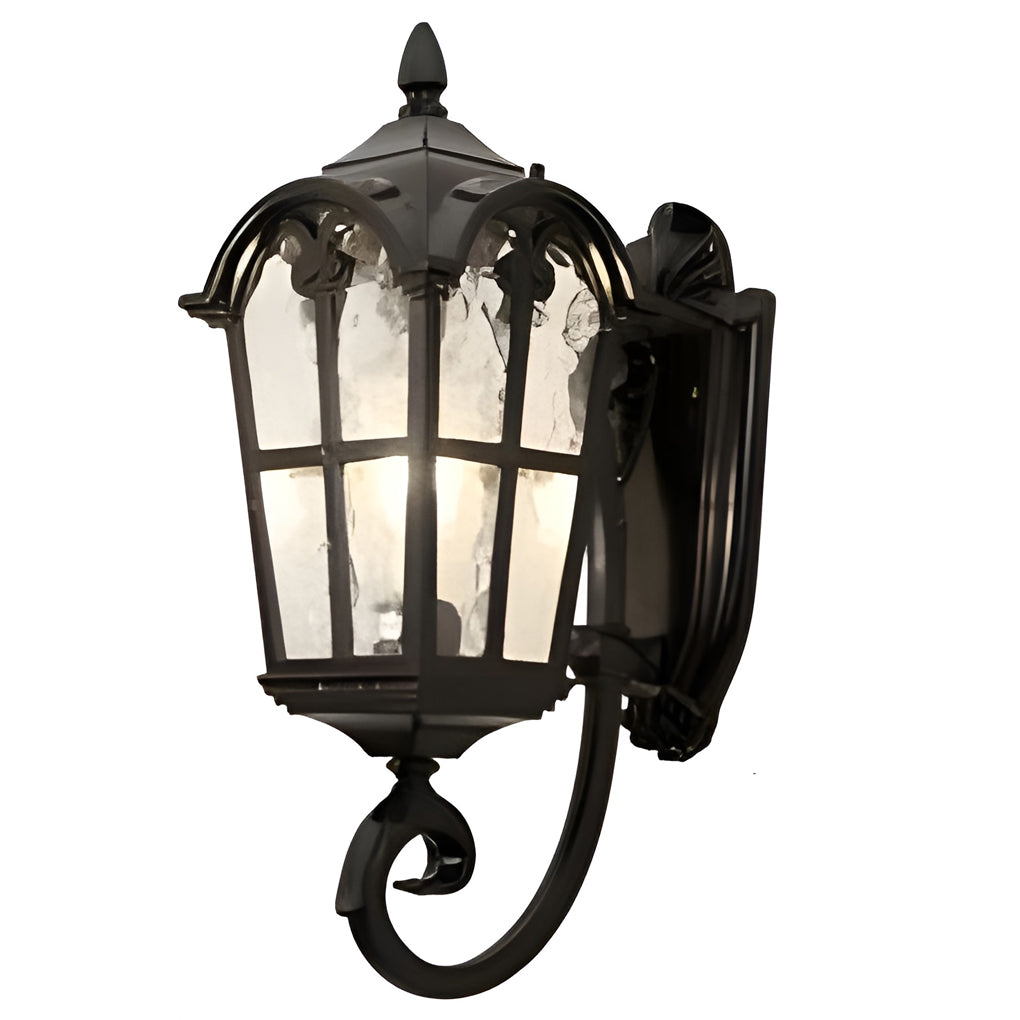 Vintage Black Lantern Outdoor Wall Light | Aluminum & Glass
