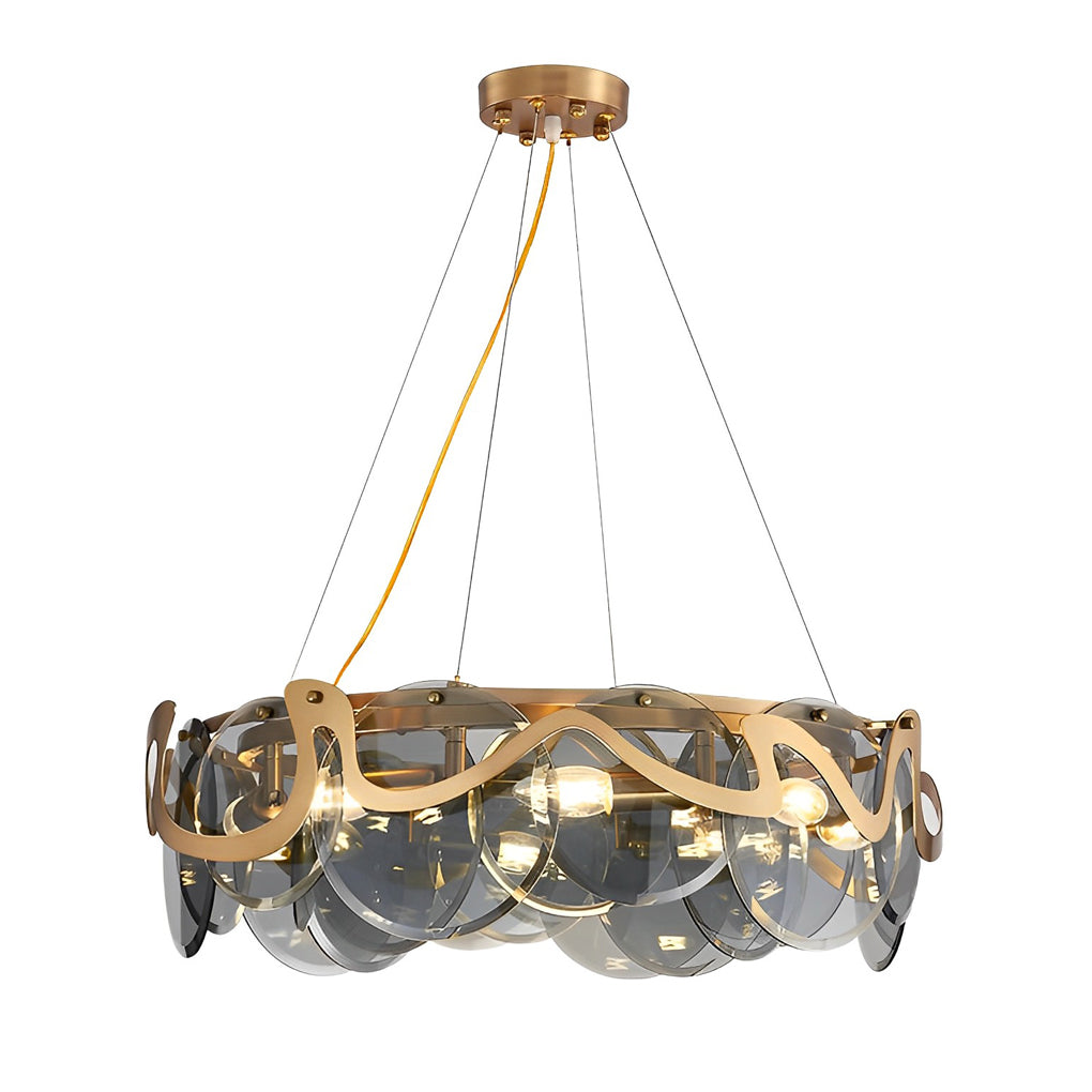 Modern Glass Bubble Chandelier with Iron Frame