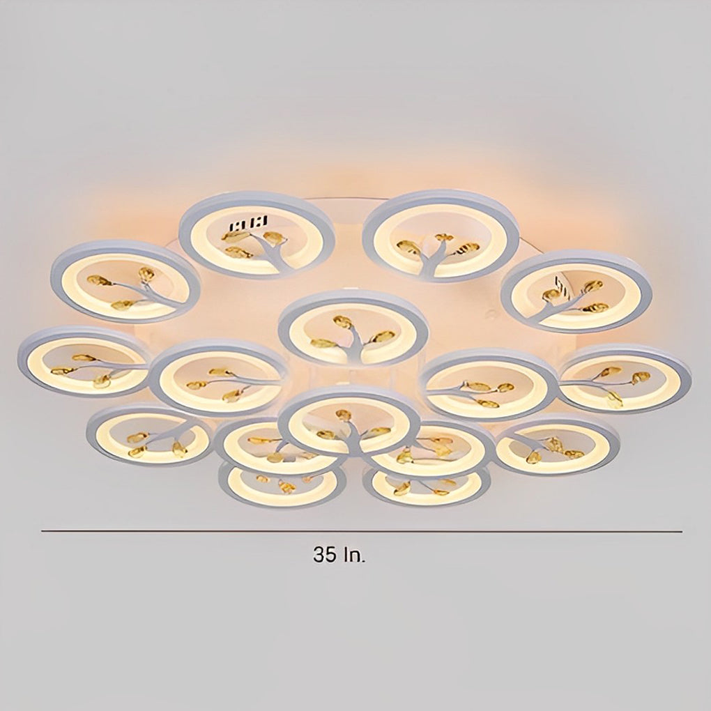 16-Light Flower Dimmable LED Flush Mount Ceiling Light White