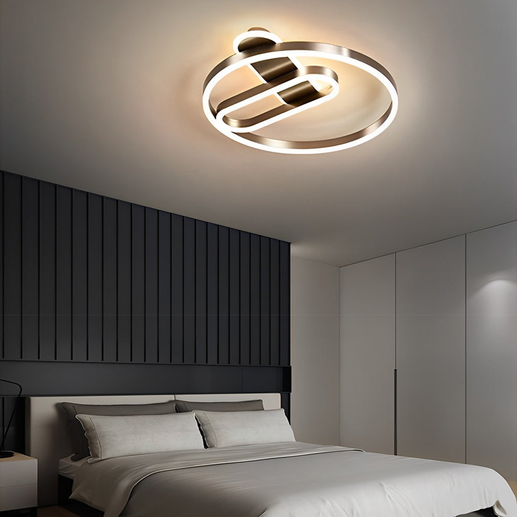 Geometric Circle LED Flush Mount Ceiling Light - Modern Metal