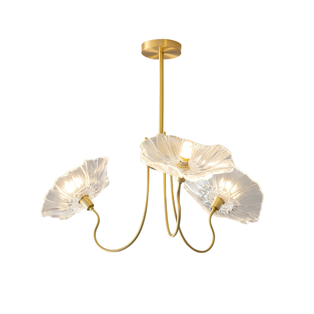 Flower Glass Shade Copper Chandelier – Modern Minimalist Design