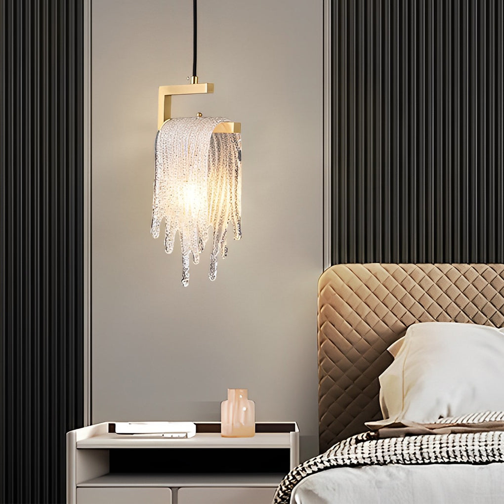 Modern Handmade Glass Pendant Light with Copper Finish & LED