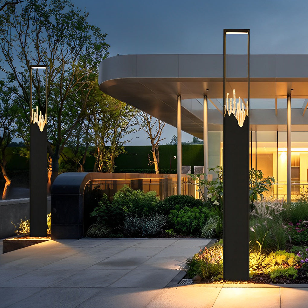Modern Rectangular Glass LED Pathway Lights - Steel & Glass