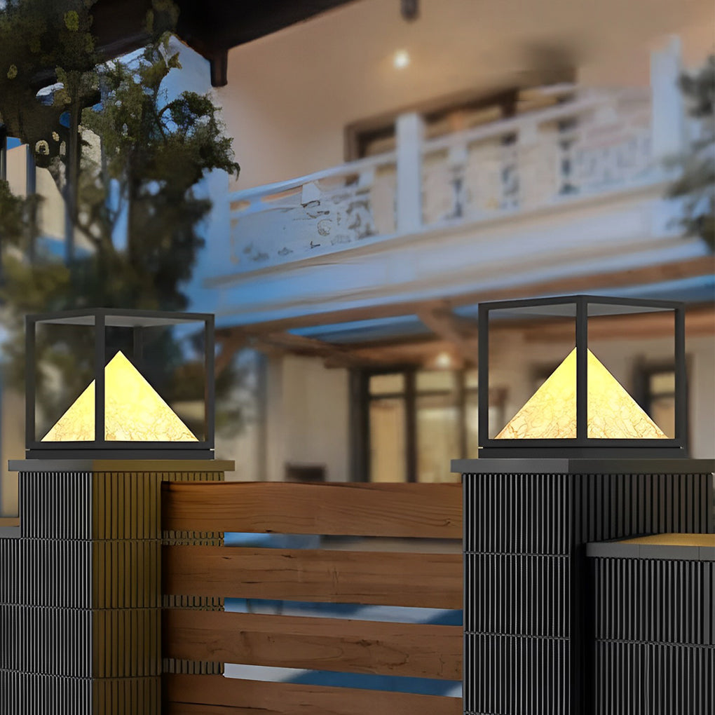 Modern Square Solar Pillar Light - LED Waterproof IP65 Stainless Steel