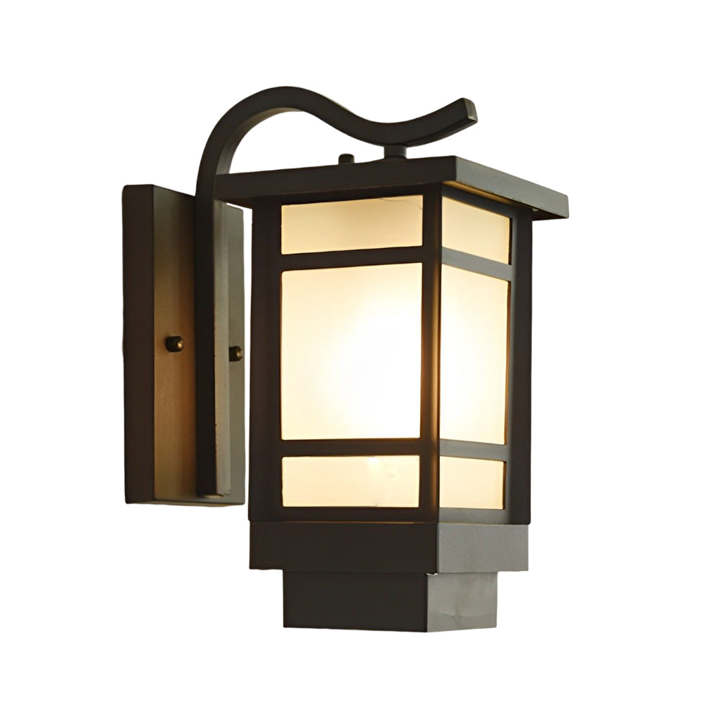 Modern Matte Black Outdoor Wall Lamp with Frosted Glass Shade