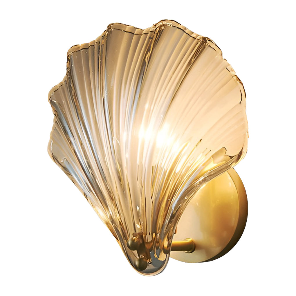 Fan-Shaped Glass Wall Sconce with 3-Step Dimming LED Light