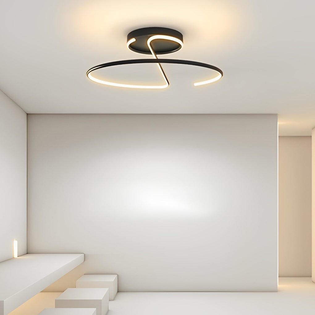 16" Modern LED Semi Flush Mount Ceiling Light - Aluminum & Acrylic