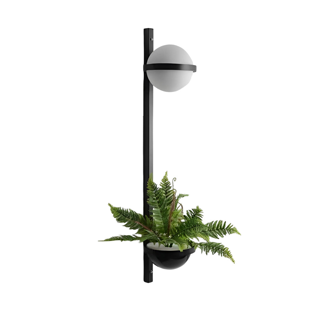 Modern Outdoor Wall Light with Flowerpot Design in Black