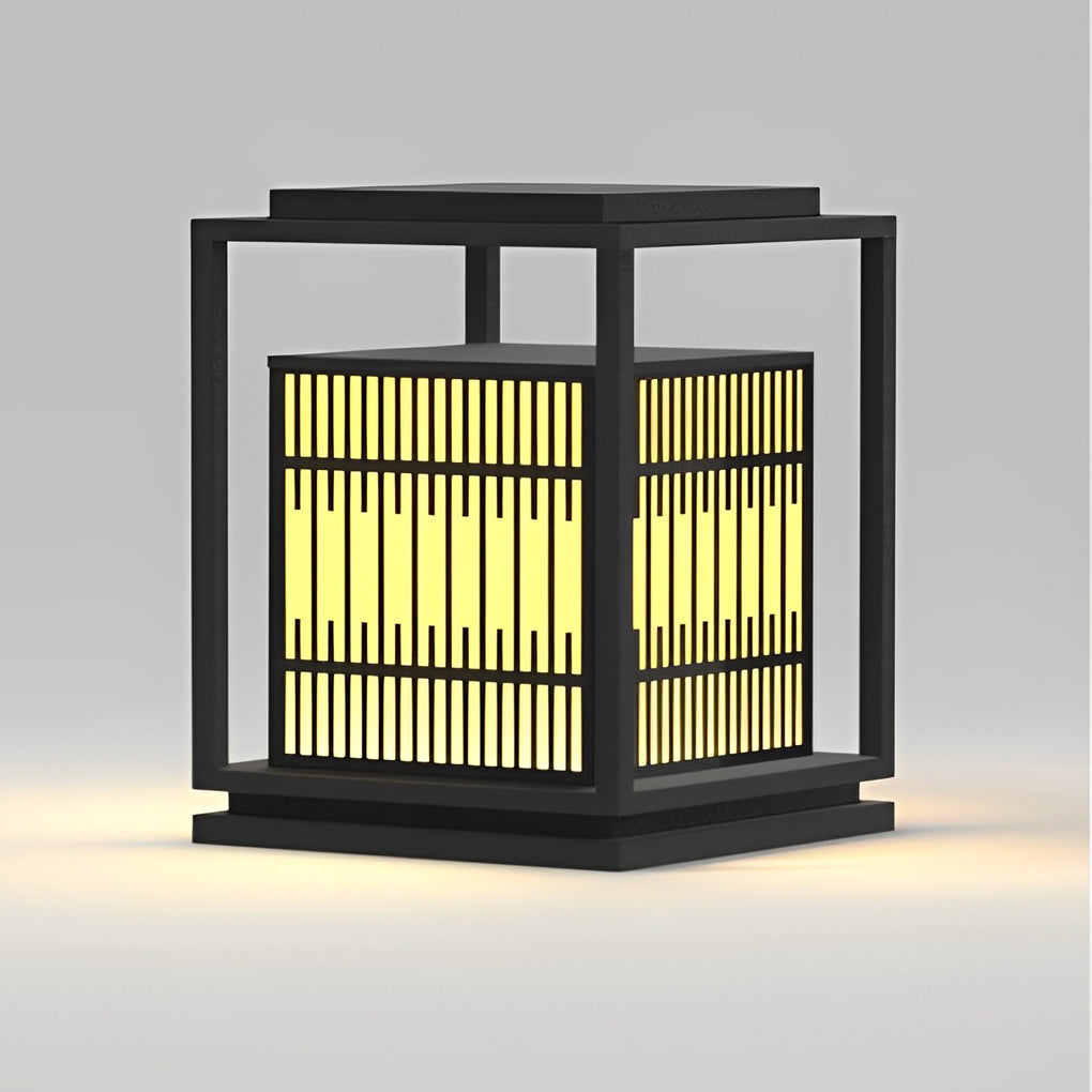 Square Industrial LED Outdoor Post Light - Waterproof Black Metal