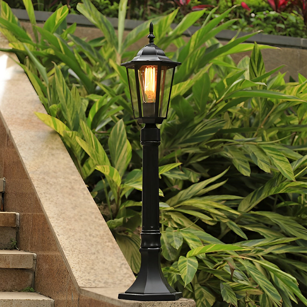 Traditional Black Aluminum Post Path Light E27 Waterproof 31 Inch