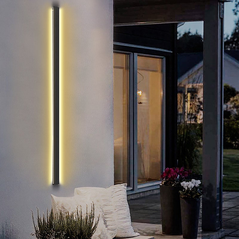Linear LED Waterproof Outdoor Wall Light Black Minimalist Metal