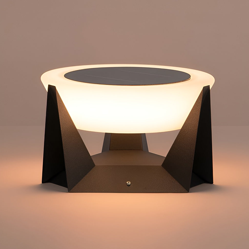 Solar LED Outdoor Post Light - Gray Stainless Steel Pillar Lamp