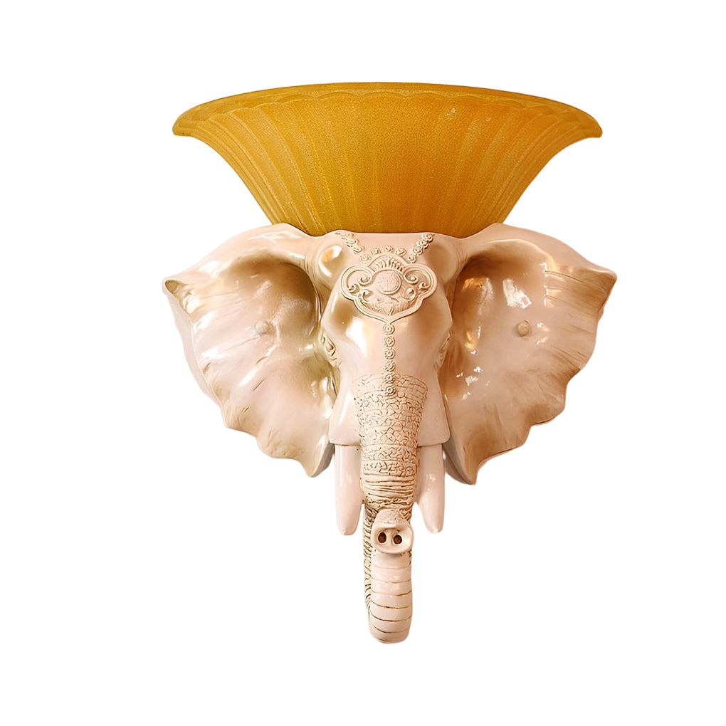 Elephant Resin Wall Sconce with Glass Shade – Modern Luxury Lighting