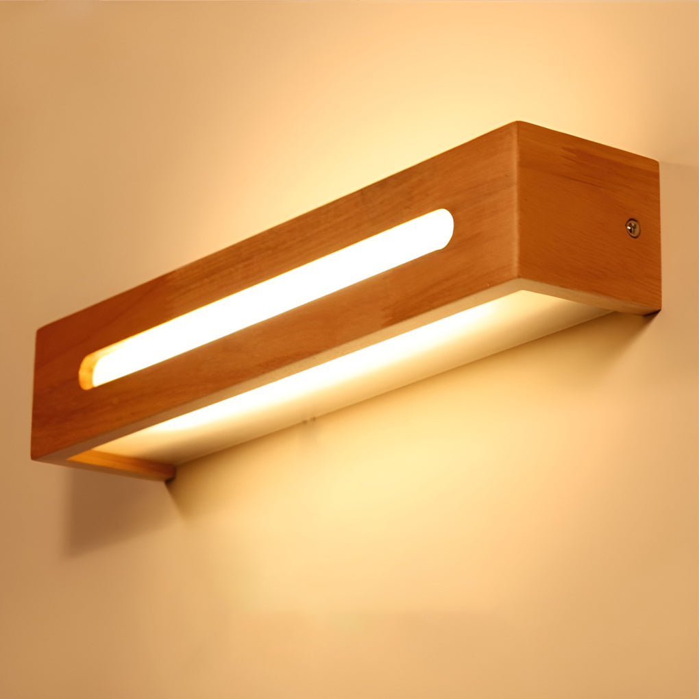 Rectangular Wood LED Wall Sconce Mirror Light Nordic Minimalist