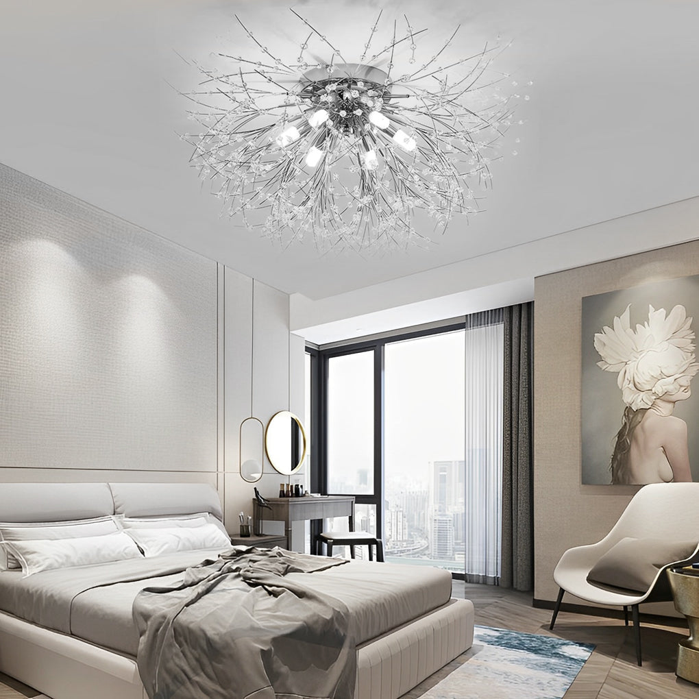 Crystal Metal Flush Mount Ceiling Light Traditional LED Chandelier