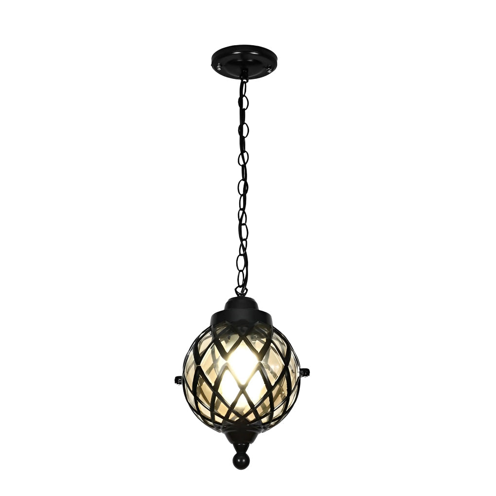 Tea Glass Globe Outdoor Pendant Light Modern Aluminum Lantern