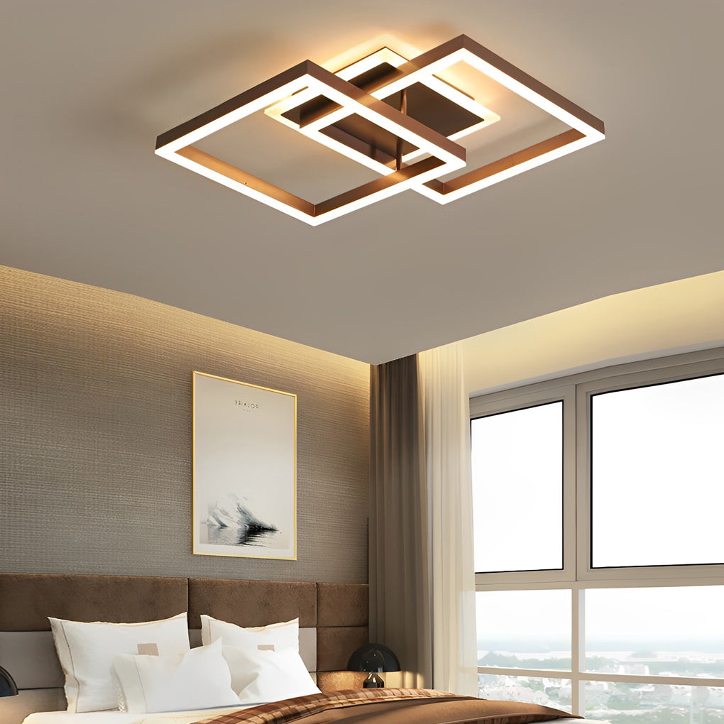 Modern Square Overlapping LED Aluminum Semi-Flush Ceiling Light