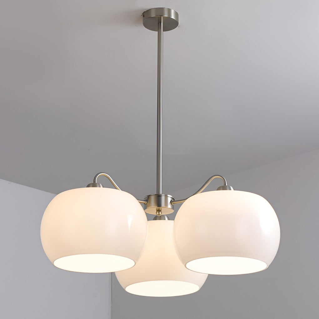 White Glass Vintage Chandelier 3-Light E27 Pendant Lamp