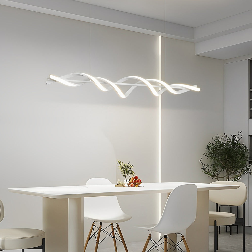 Modern Spiral White LED Chandelier with Dimmable Remote Control