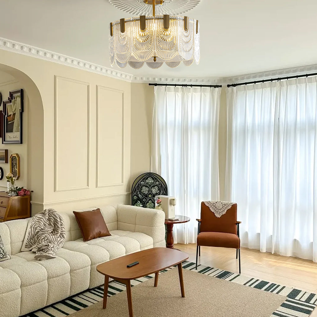 Modern Glass Chandelier with Three-Step Dimming | Copper Finish