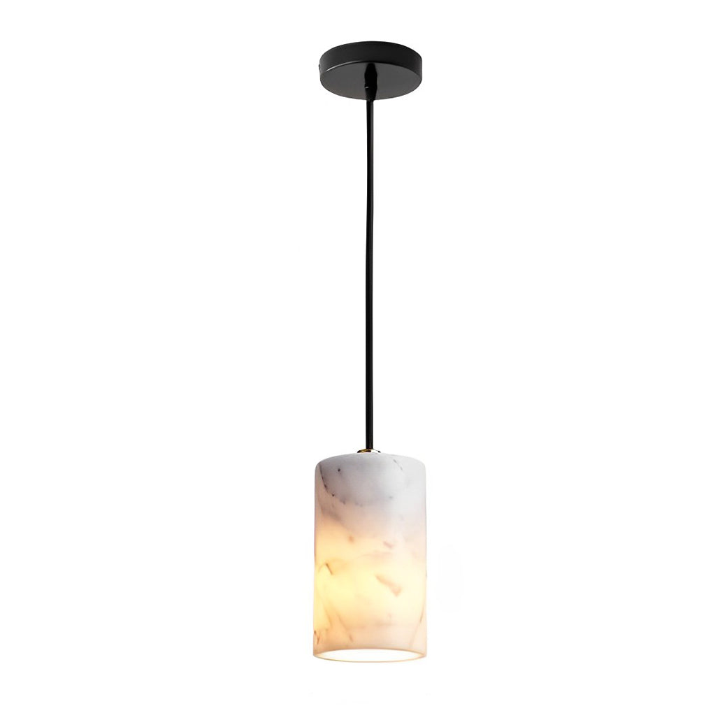 Minimalist Cylindrical Marble Pendant Light with 3-Step Dimming