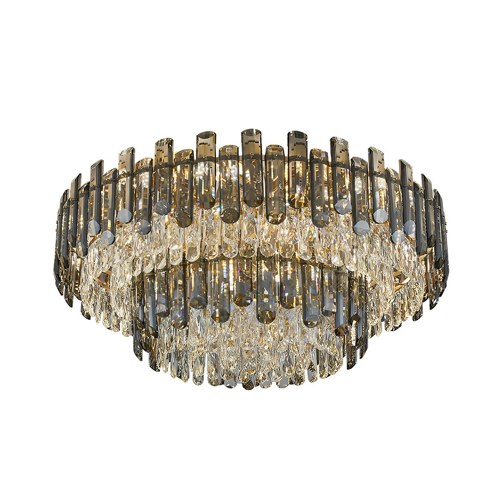 Round Crystal Flush Mount Ceiling Light with 3-Step Dimming