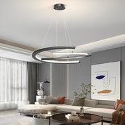Modern Black LED Chandelier with 3-Step Dimming | 24" Pendant